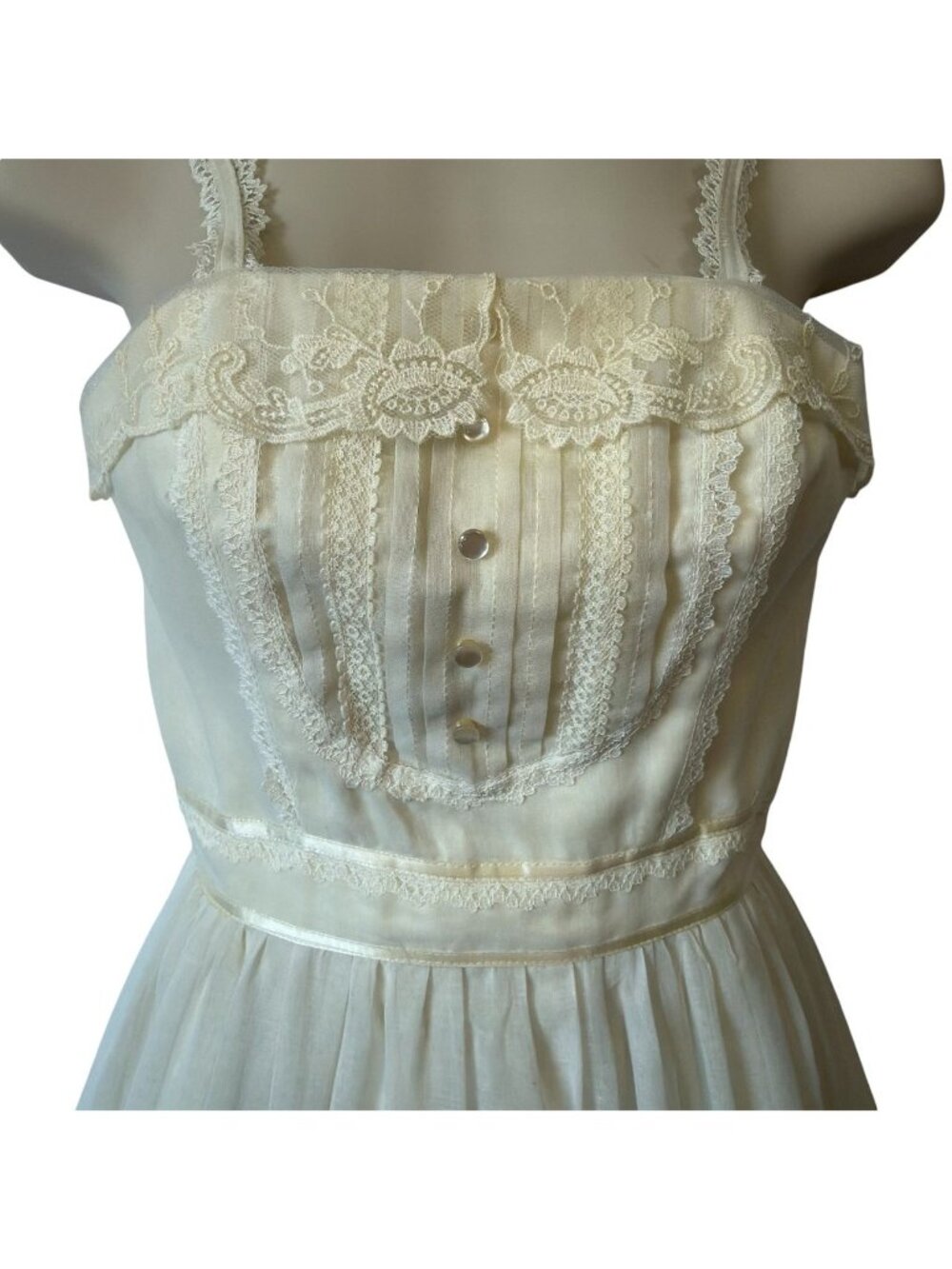 Vtg Candi Jone Maxi Dress Size S Gunne Sax Styled Prairie Lined Tiered Skirt 70' - Picture 4 of 16